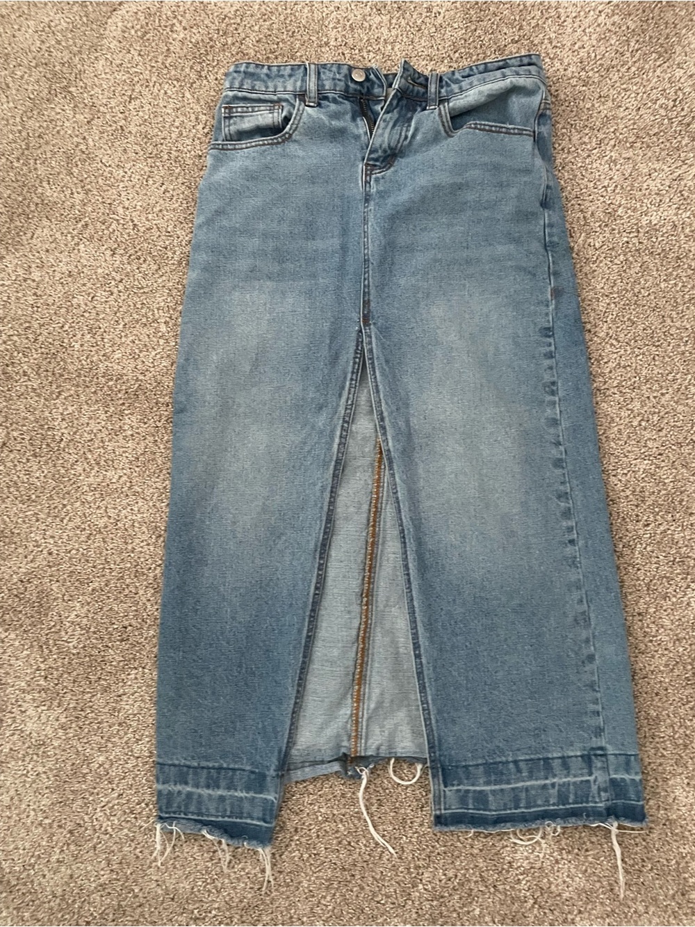 BDG Light Blue Straight Jean skirt with Front Center Slit